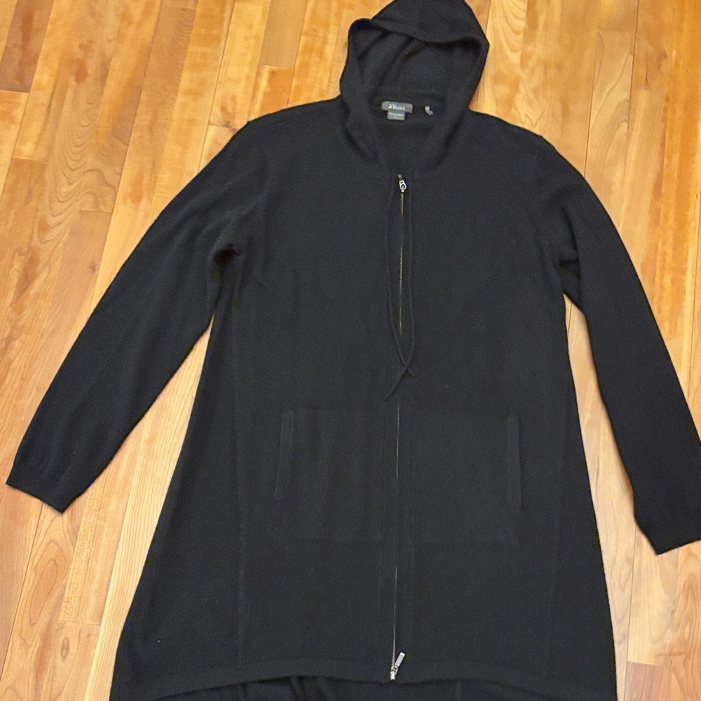 Stylish Black Hooded Cardigan